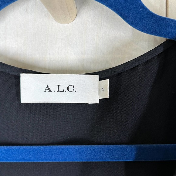 A.L.C. Hayley Tiered Silk Scarf-Print Midi Dress SZ 4 Black Brown Gold - Picture 9 of 13